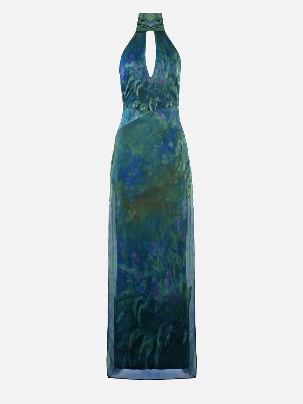 Yellow The Label Monet Dress in Irises Green Print - Picture 3 of 14